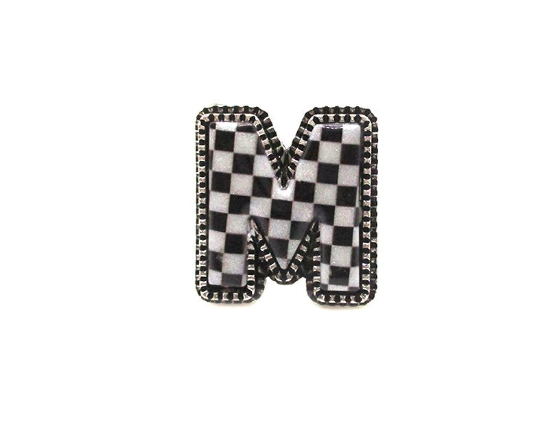 Checkered Bubble Initial Cuff Ring