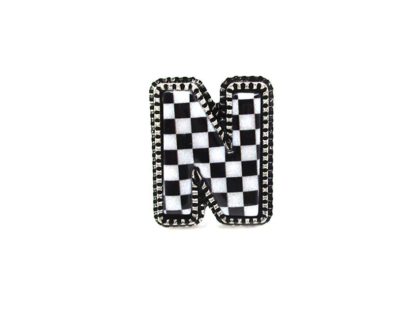 Checkered Bubble Initial Cuff Ring
