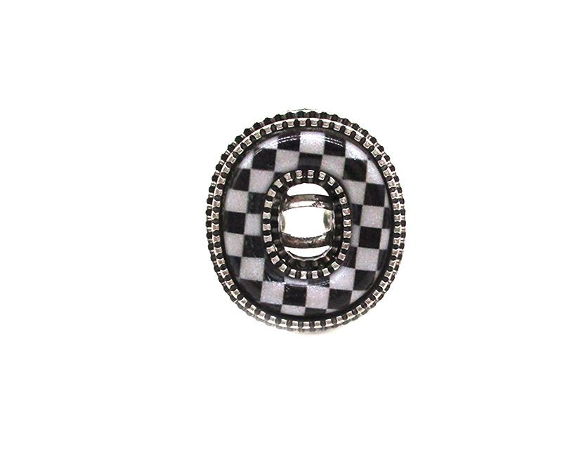 Checkered Bubble Initial Cuff Ring