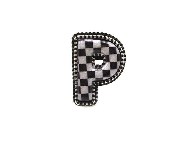 Checkered Bubble Initial Cuff Ring