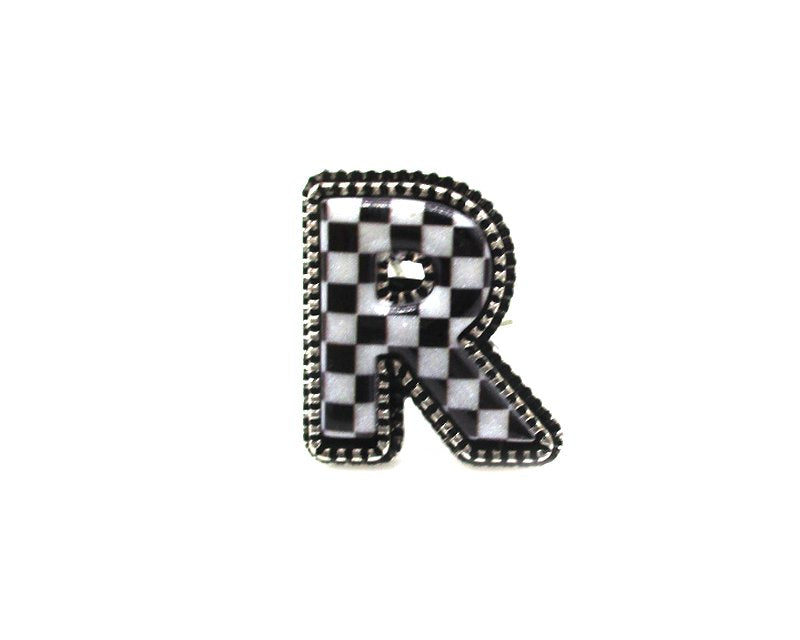 Checkered Bubble Initial Cuff Ring