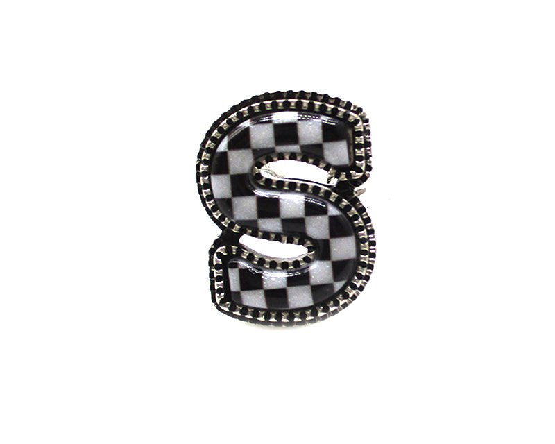Checkered Bubble Initial Cuff Ring