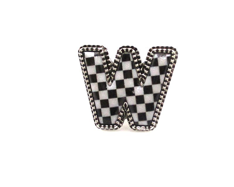 Checkered Bubble Initial Cuff Ring