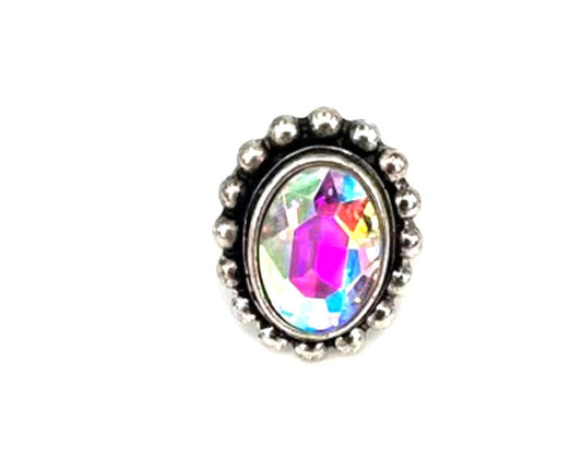 Western Crystal Oval Cuff Ring