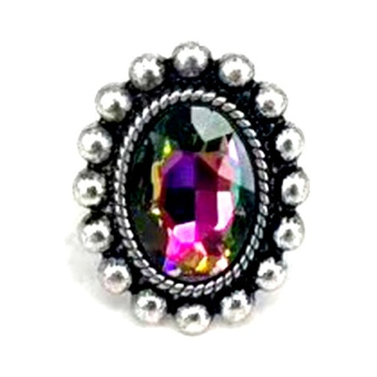 Western Crystal Oval Cuff Ring (SR0592)