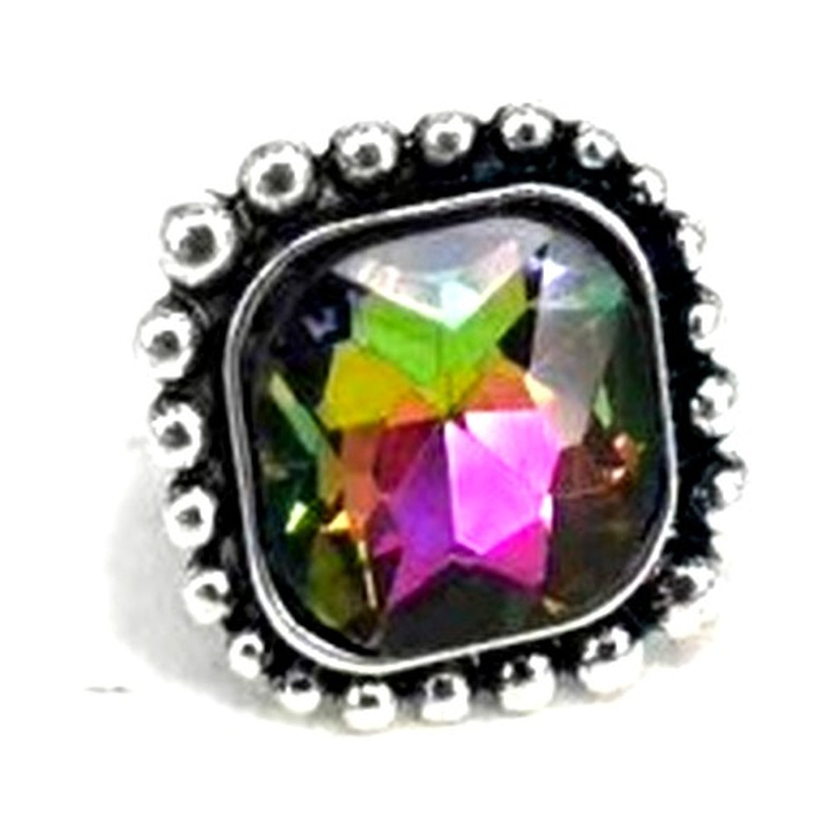 Western Crystal Square Cuff Ring