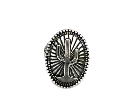 Western Engraved Cactus Cuff Ring