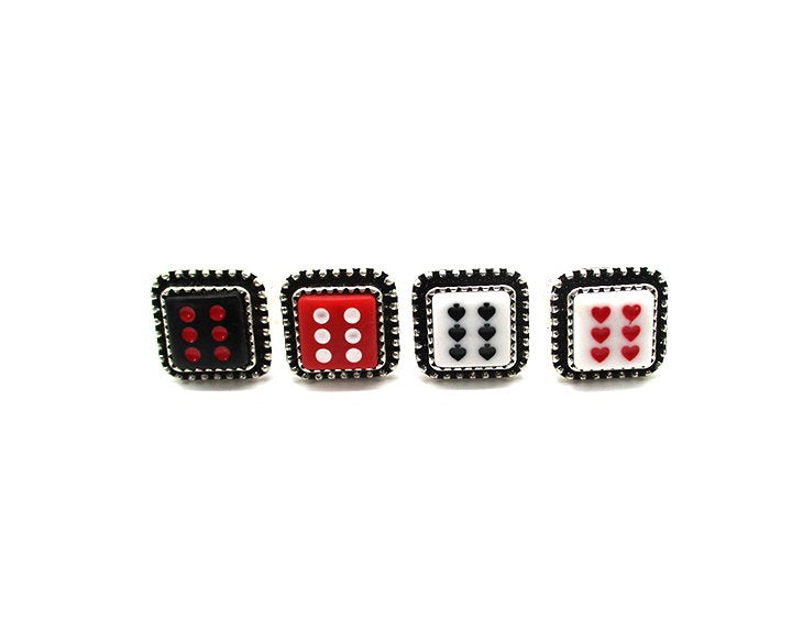 4 Pair Dice Cuff Ring Set