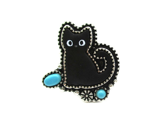 Halloween Black Cat Cuff Ring