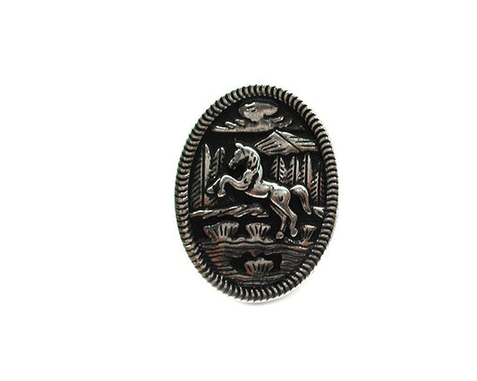 Western Horse Engraved Cuff Ring