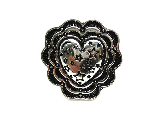 Western Heart Star Etched Cuff Ring