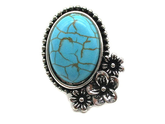 Western Oval Stone Cuff Ring