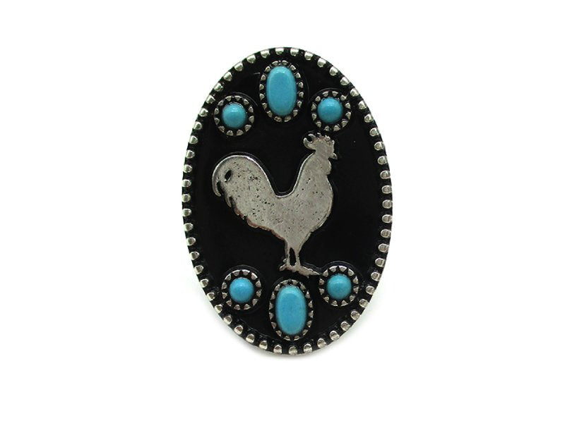 Western Oval Rooster Silhouette Cuff Ring