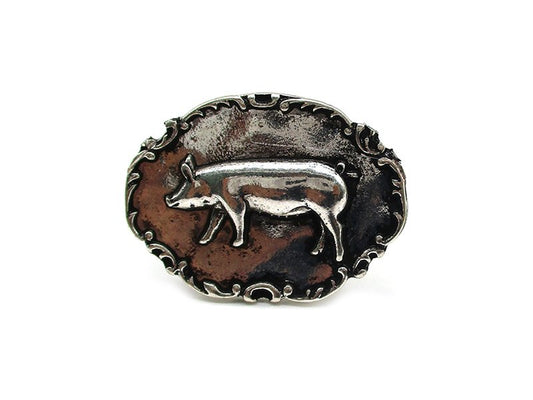 Western Metal Plate Pig Cuff Ring