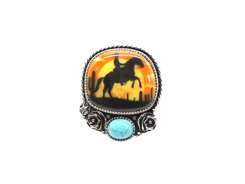 Western Cowboy Portrait Cuff Ring