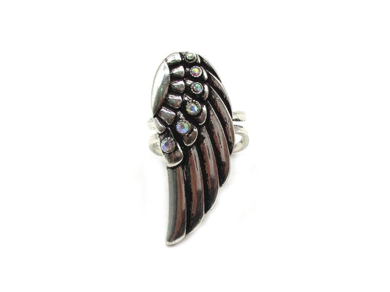 AB Stone Feather Cuff Ring