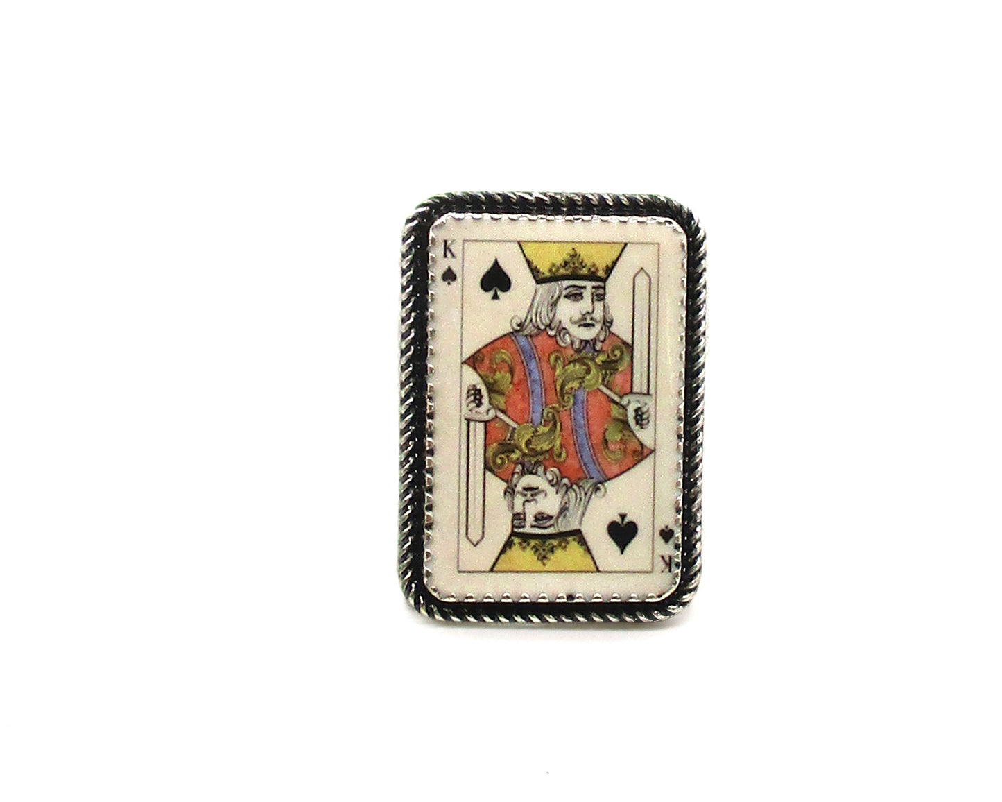 Vintage Spade King Card Cuff Ring