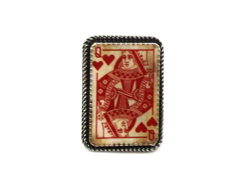 Western Vintage Heart Queen Card Cuff Ring