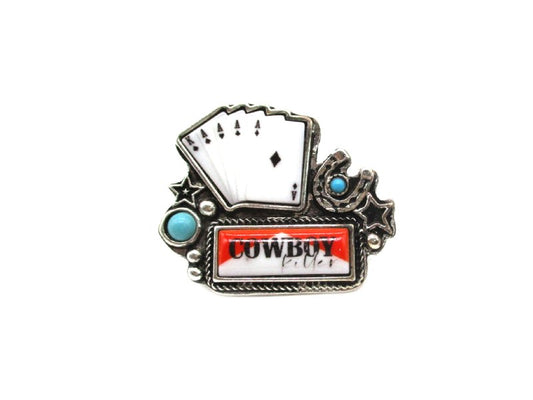 Western Rectangle Cowboy Killer Poker Cuff Ring