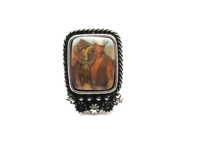Western Portrait Cuff Ring