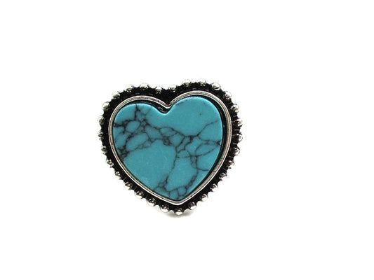 Western Turquoise Heart Cuff Ring