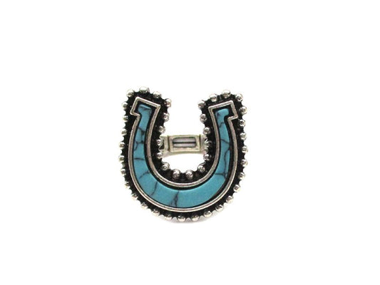 Western Turquoise Horse Shoe Cuff Ring