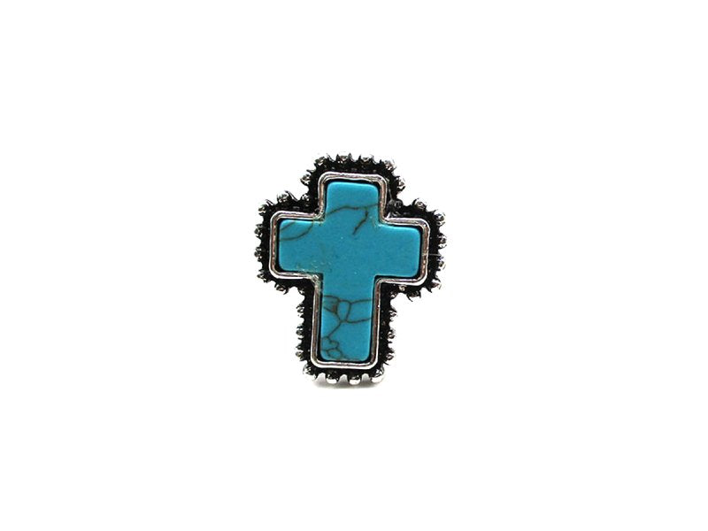 Western Turquoise Cross Cuff Ring