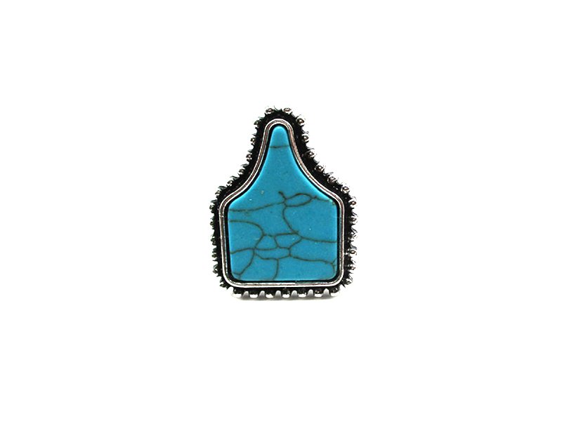 Western Turquoise Cattle Tag Cuff Ring