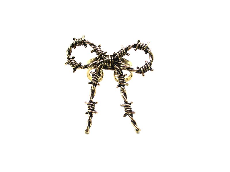Western Barbed Wire Ribbon Cuff Ring