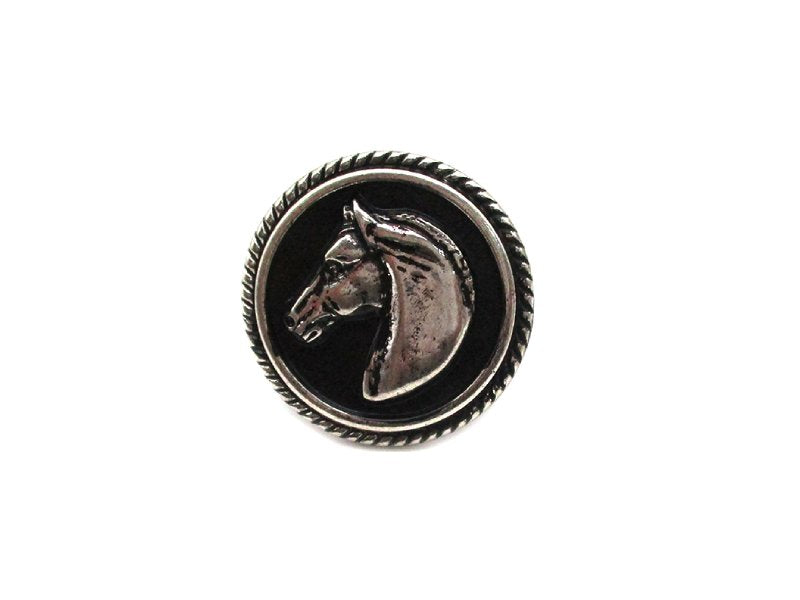 Western Black Horse Portrait Cuff ring