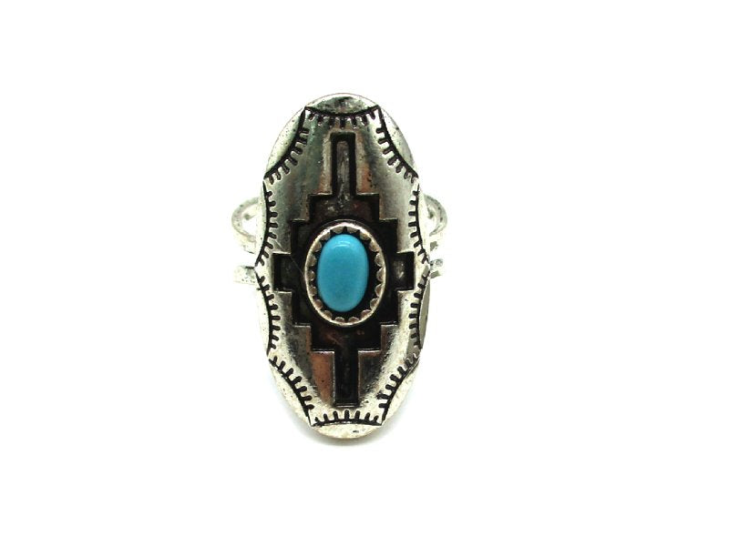 Western Geometric Turquoise Cuff Ring