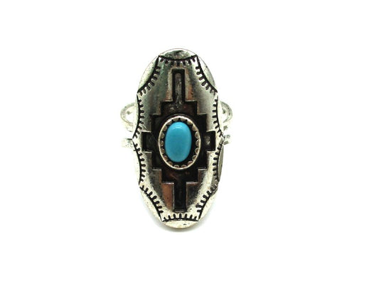 Western Geometric Turquoise Cuff Ring