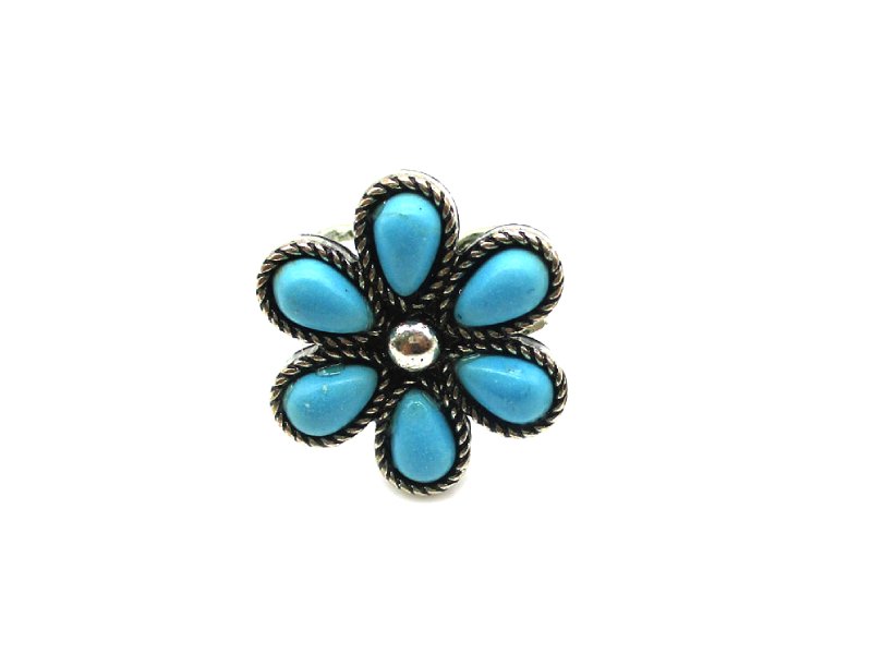Western Turquoise Flower Cuff Ring