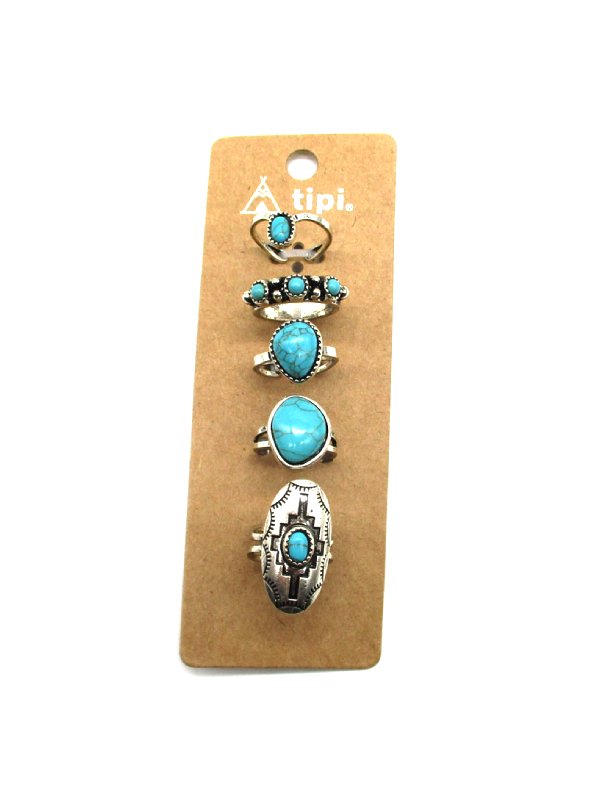 Western Theme 5 Cuff Ring Set