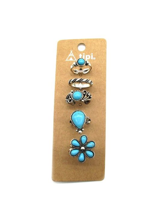 Western Theme 5 Cuff Ring Set