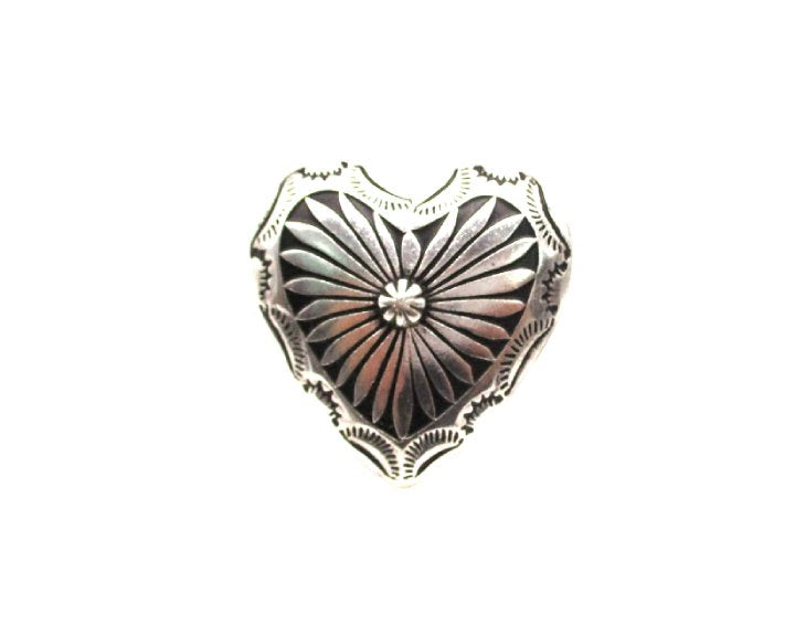 Western Etched Heart Cuff Ring