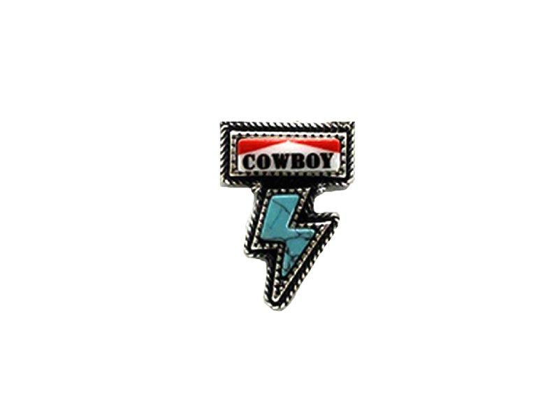 Western Cowboy Turquoise Lightning Bolt Cuff Ring