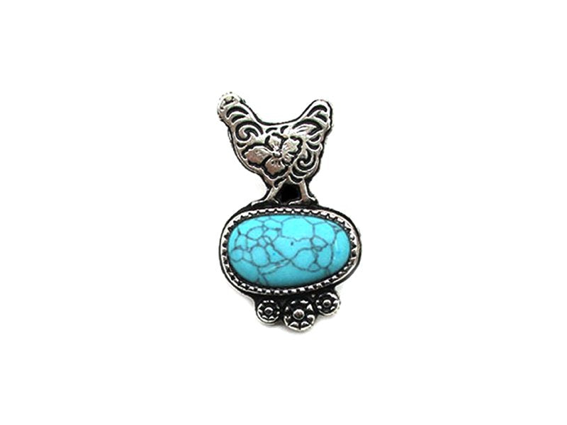 Western Etched Rooster Turquoise Cuff Ring