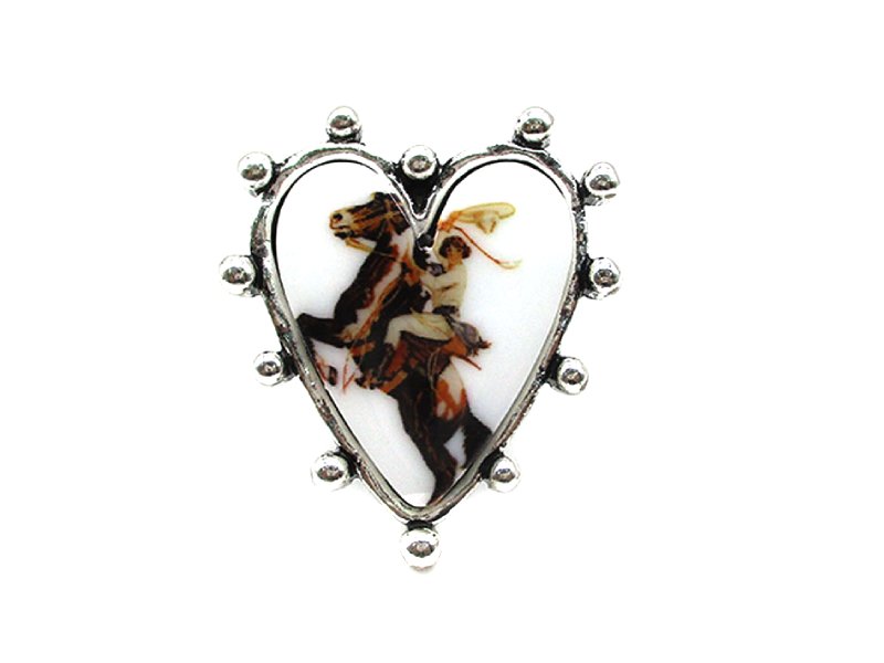 Western Heart Shape Portrait Cuff Ring