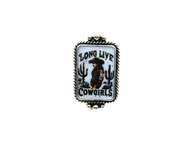 Western Long Live Cowgirls Cuff Ring