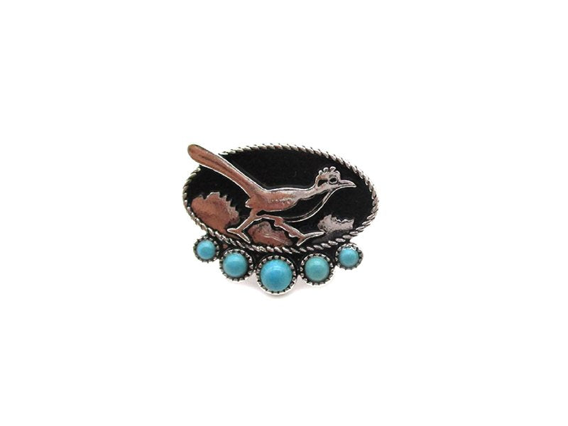 Western Road Runner Turquoise Cuff Ring