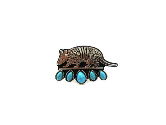 Western Armadillo Turquoise Cuff Ring