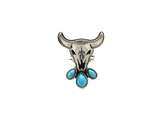 Western Steerhead Turquoise Cuff Ring