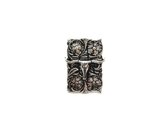 Western Engraved Steerhead Plate Cuff Ring