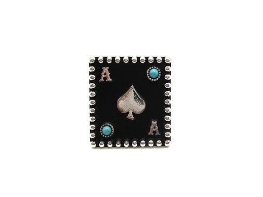 Western Black Spade Ace Cuff Ring