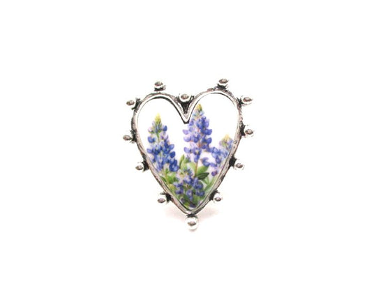 Western Heart Blue Bonnet Cuff Ring