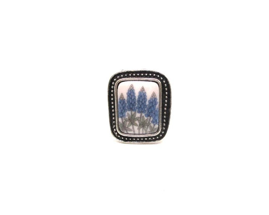 Western Rectangle Blue Bonnet Cuff Ring