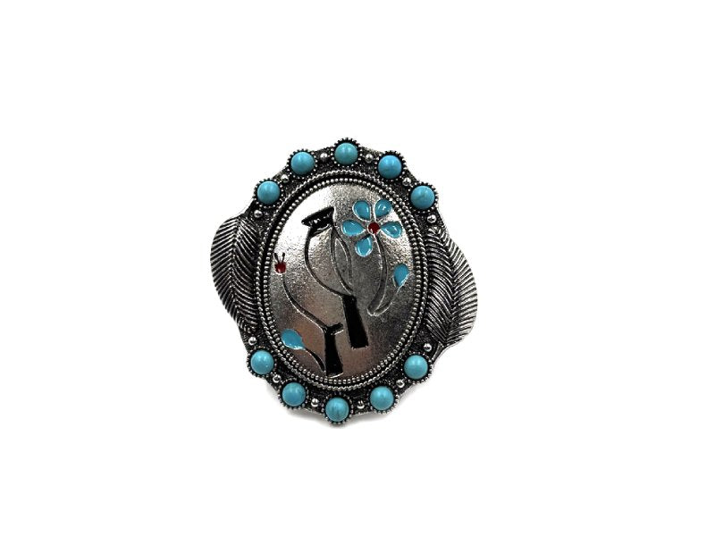 Western Turquoise Oval Cardinal Cuff Ring