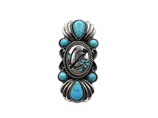 Western Turquoise Cardinal Cuff Ring