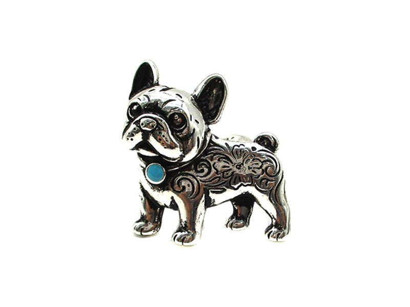 Engraved French Bulldog Cuff Ring